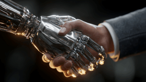 Handshake with Businessman and AI