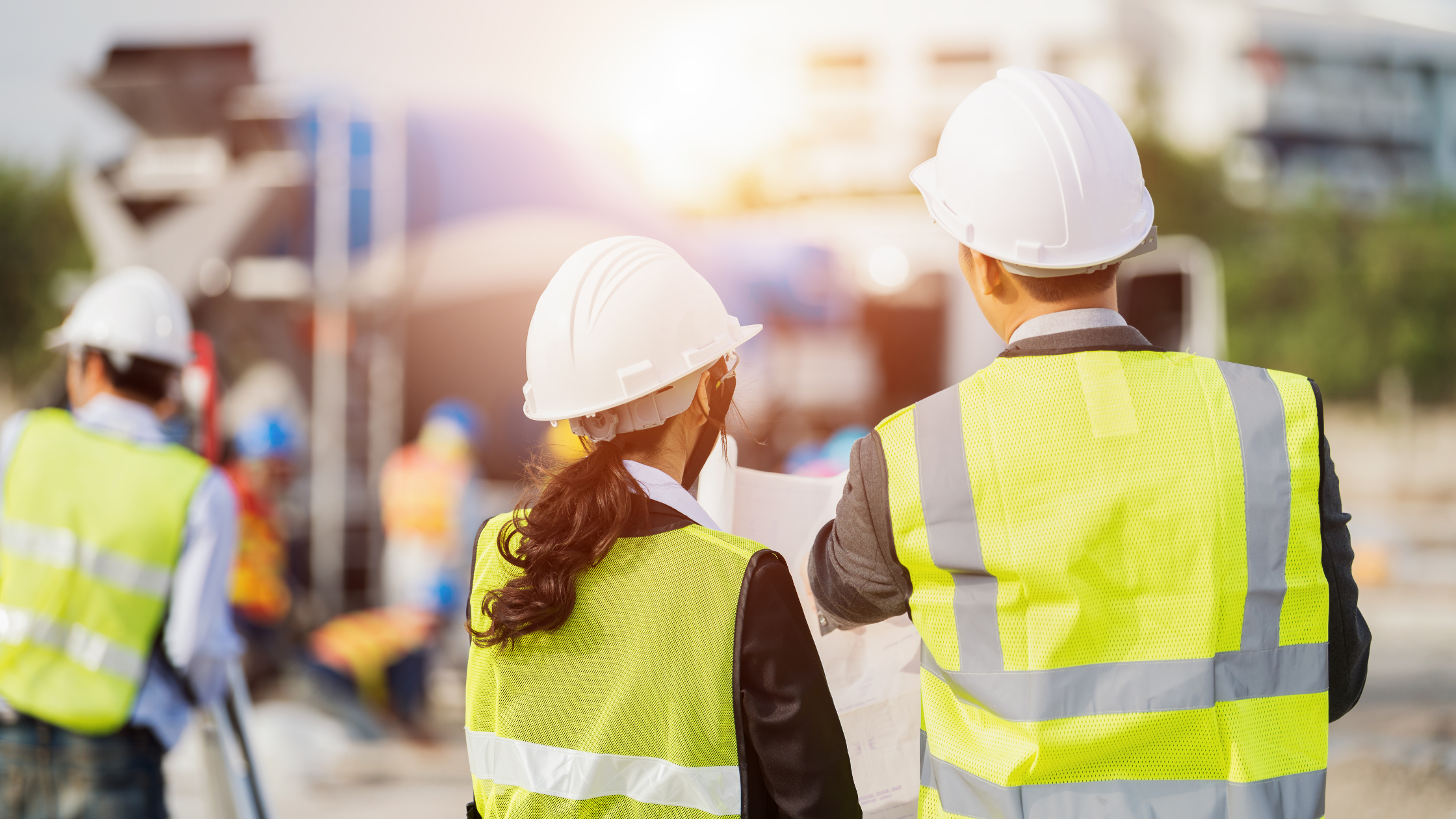 Florida construction worker using tablet on job site to access project management software